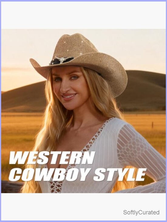 Sequin Cowboy Hat - Sparkly Cowgirl Hat with Thread Detail, Western Party Hat main image 7